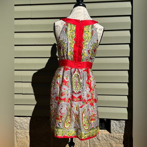 Tibi New York Sz 8 paisley Silk Dress Bright Colors Preppy Designer Resort Party - Picture 13 of 16